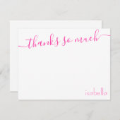 ピンクモノグラムの色マゼンダエレガントスクリプト 案内状 (正面/裏面)