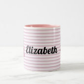 ピンクモノグラムの象Eキッズ ツートーンマグカップ (中央)