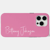 ピンクモノグラムの Case-Mate iPhoneケース (裏面 (横))