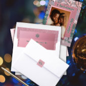 ピンクモノグラムエレガント冬ステッカー スクエアシール