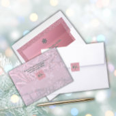 ピンクモノグラムエレガント冬ステッカー スクエアシール