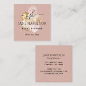 ピンクモノグラムグリッターバルーン スクエア名刺 (正面/裏面)