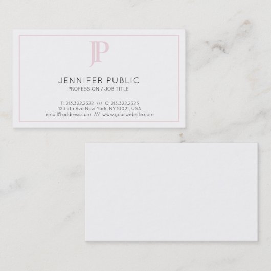 ピンクモノグラムスタイリッシュミニマリストシックプレーントレンディー 名刺 (正面/裏面)