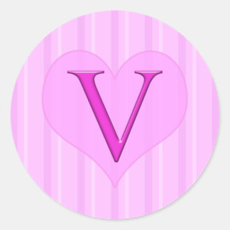 ピンクモノグラムステッカーV 001 ラウンドシール