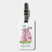 ピンクモノグラムネームゴルフ ラゲッジタグ (正面縦)