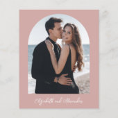 ピンクモノグラムバジェット結婚式招待状 (裏面)