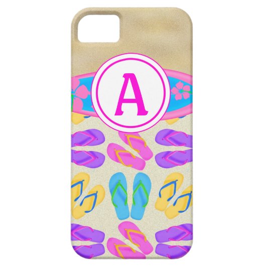 ピンクモノグラムビーチサンダルサーフボードiPhone 5ケース Case-Mate iPhoneケース (裏面)