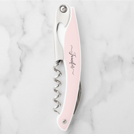ピンクモノグラムビールワインコルクスクリュボトルオープナー ソムリエナイフ (正面)