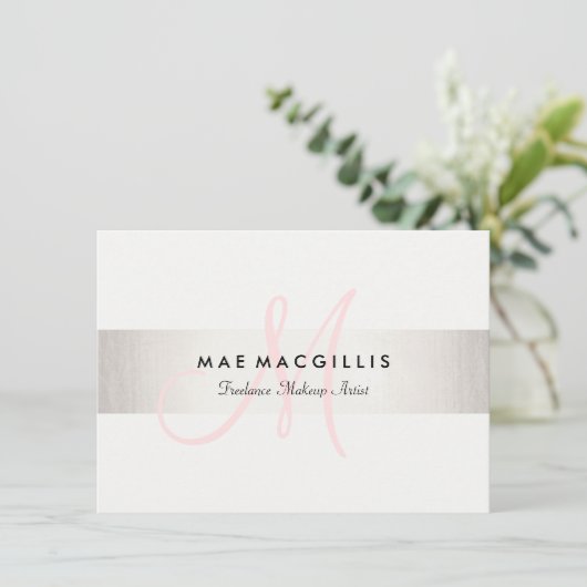 ピンクモノグラムフェイクシルバーストライプのギフト証書 (スタンド正面)