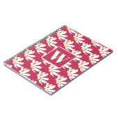 ピンクモノグラムフローラデイジースパイラルフォトノートブック ノートブック (左側)