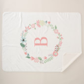 ピンクモノグラムフローラリース シェルパブランケット (正面(横))