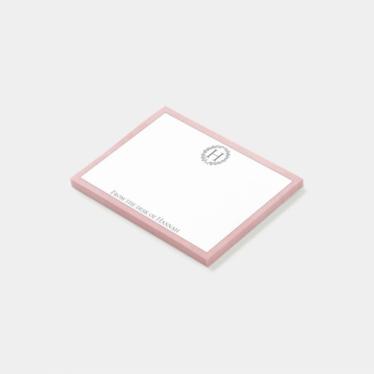 ピンクモノグラムリースノート ポストイット (アングル)