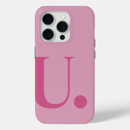 ピンクモノグラム文字シンプルカラーミニマルスタイル iPhone 15 PROケース