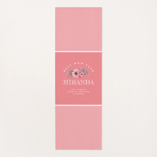 ピンクモノグラム最高のママエバパーソナライズされたヨガマット ヨガマット (正面)
