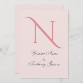 ピンクモノグラム結婚イニシャル 招待状
