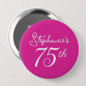 ピンクモノグラム75th誕生日パーティー 缶バッジ (正面&裏面)