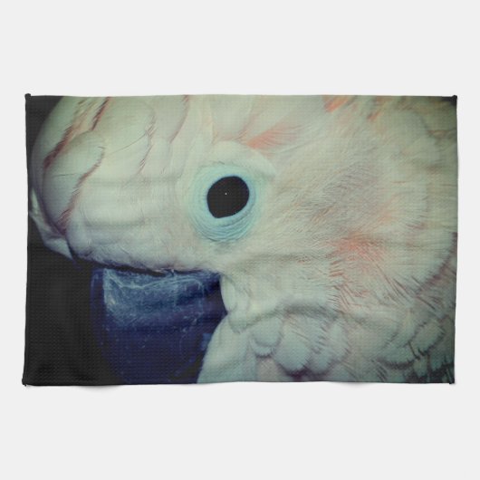 ピンクモルカンCockatoo Parrotクローズアップ キッチンタオル (横)