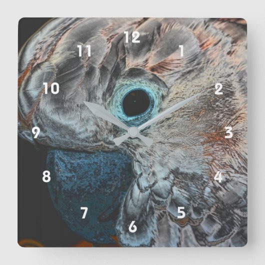 ピンクモルッカンコッカトーパロットアート  スクエア壁時計 (正面)