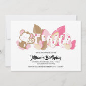 ピンクモンキーの2回目の誕生日パーティーの招待 招待状 (正面)