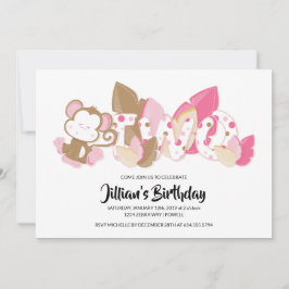ピンクモンキーの2回目の誕生日パーティーの招待 招待状
