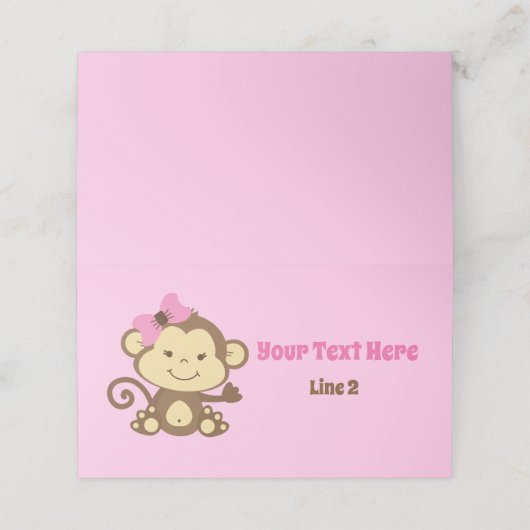 ピンクモンキーバッグトッパーまたは座席表 プレイスカード (外部開封)