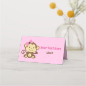 ピンクモンキーバッグトッパーまたは座席表 プレイスカード (正面)