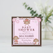 ピンクモンキーベビーシャワー招待状 招待状 (スタンド正面)