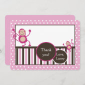 ピンクモンキー誕生日ありがとうノートカード ノートカード (正面/裏面)