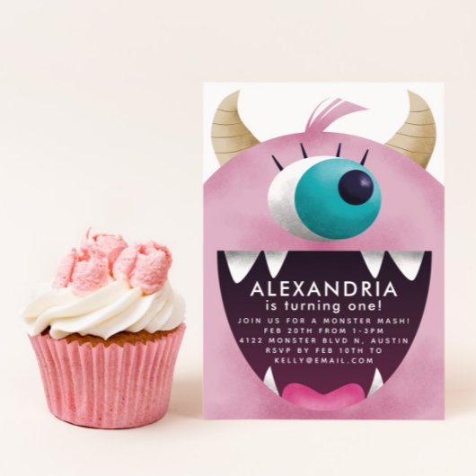 ピンクモンスターガールズバースデーパーティー 招待状