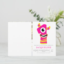 ピンクモンスターガールズ1st誕生日パーティー写真 招待状