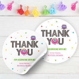 ピンクモンスターサンキューステッカー ラウンドシール