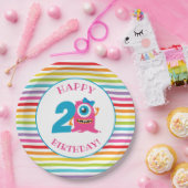 ピンクモンスターバースデーパーティー ペーパープレート (パーティー)