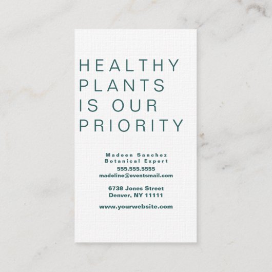 ピンクモンステラの植物の手が描かれる 名刺 (裏面)