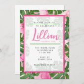 ピンクモンステラブライダルシャワー招待 招待状 (正面/裏面)