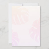 ピンクモンステラ手描きボタニカル結婚ズ 招待状 (裏面)