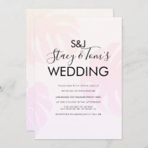 ピンクモンステラ手描きボタニカル結婚ズ