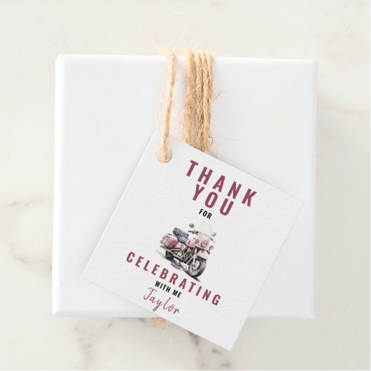 ピンクモーターバイクスクウェアメッセージカード フェイバータグ (インサイチュ)