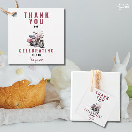 ピンクモーターバイクスクウェアメッセージカード フェイバータグ