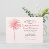 ピンクヤシの木のビーチのリハーサルディナーの招待 招待状 (スタンド正面)