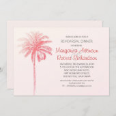 ピンクヤシの木のビーチのリハーサルディナーの招待 招待状 (正面/裏面)