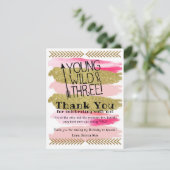 ピンクヤングWild & Three誕生日サンキューカード 招待状 (スタンド正面)