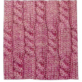 ピンクヤーンによってケーブルで通信されるニット シャワーカーテン (正面)