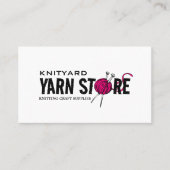 ピンクヤーンストアロゴ、編み物ストア、ヤーンストア 名刺 (正面)