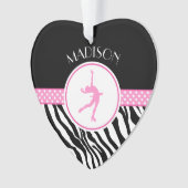 ピンクユアネームゼブラプリント姿スケートで滑る オーナメント (正面)