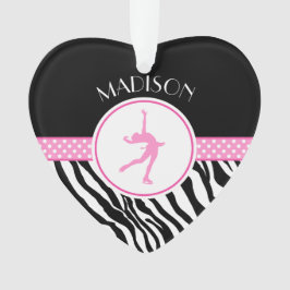 ピンクユアネームゼブラプリント姿スケートで滑る オーナメント