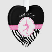 ピンクユアネームゼブラプリント姿スケートで滑る オーナメント (正面)