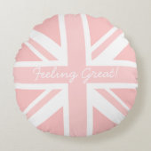 ピンクユニオンジャックフラッグ素晴らしイギリスラウンドピロー ラウンドクッション (正面)