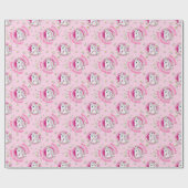 ピンクユニコーンは魔法パーソナライズされた誕生日 ラッピングペーパー (フラット)