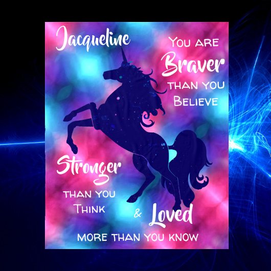 ピンクユニコーンインスパイアズ10代のガール引用文 フリースブランケット