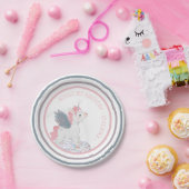 ピンクユニコーンウィングス誕生日紙プレート ペーパープレート (パーティー)